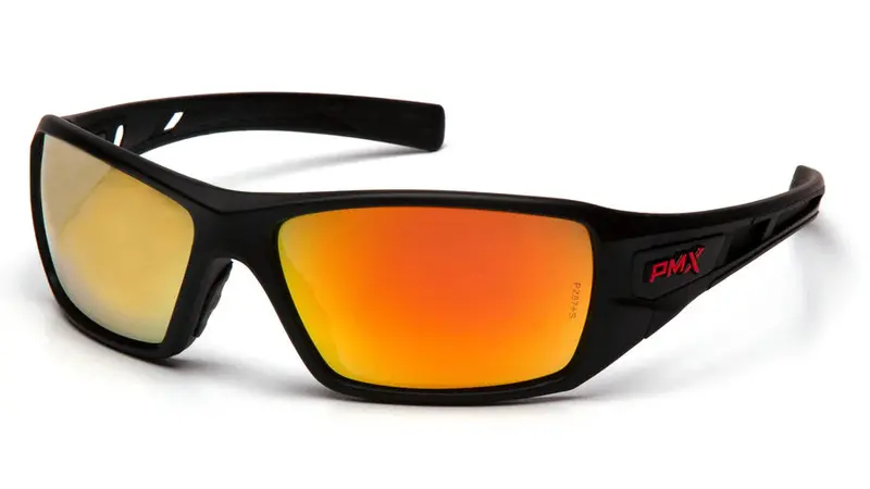 Pyramex Velar Black Ice Safety Glasses with Orange Mirror Lens