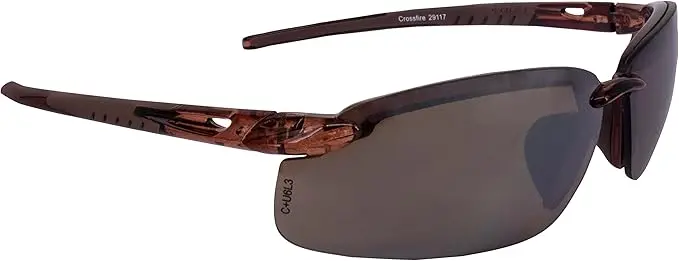 Radians Crossfire Brown Safety Glasses — Frameless, Scratch-Resistant Lens