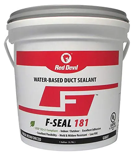 Red Devil F-Seal 181 Duct Sealant – Fiber-Reinforced, Water-Based, Gray, 1-Gallon