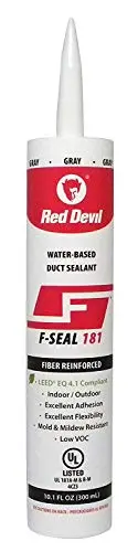 Red Devil F-Seal Duct Sealant – Fiber-Reinforced, Water-Based, Gray (10.1 oz)