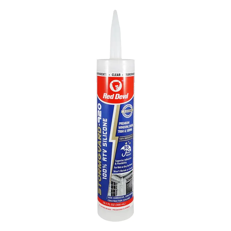 Red Devil StormGuard-920 100% RTV Silicone Sealant – Clear, 10.1 oz Tube