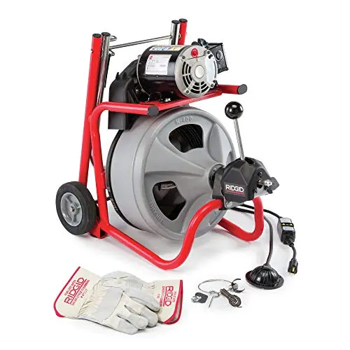 RIDGID K-400 Drum Drain Cleaner – 120V Motor with C-45IW 1/2″ x 75′ Cable, Portable Kit (Model 26998)