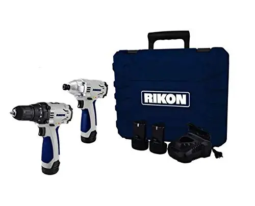 RIKON 12V Li-Ion Drill & Impact Driver Combo Kit – Includes Two Batteries and Charger