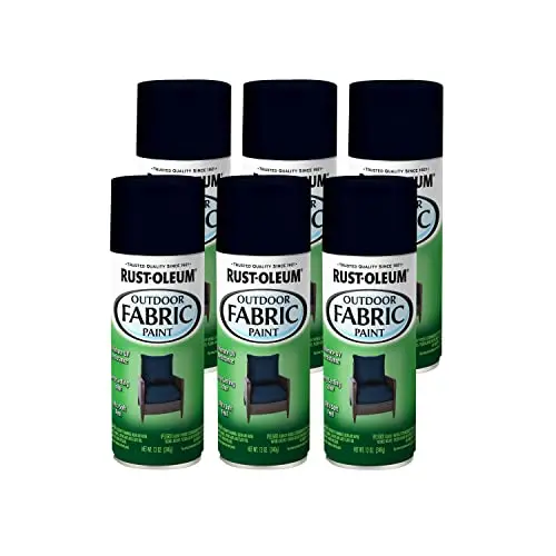 Rust-Oleum 358832 Outdoor Fabric Spray Paint – Navy Blue, 12 oz Can, 6-Pack for Patio Furniture and Awning Refinishing