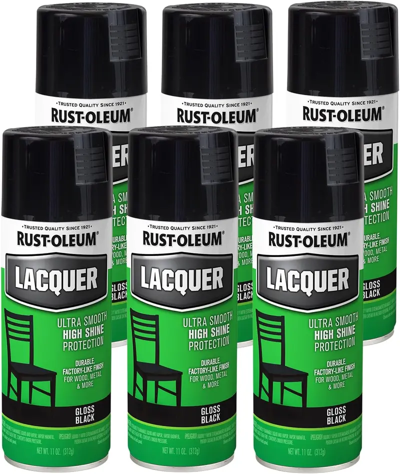 Rust-Oleum Lacquer Gloss Black Spray Paint – 11 oz (6-Pack)