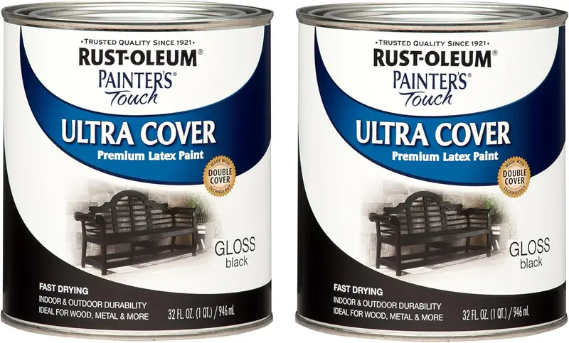 Rust-Oleum Painter’s Touch Gloss Black Latex Paint – 1 Quart (2-Pack)