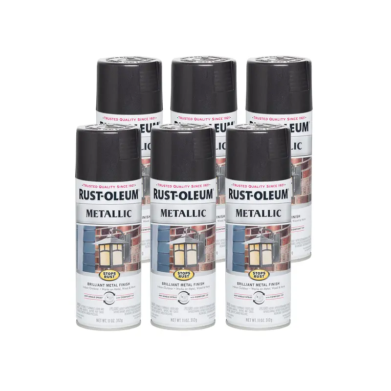 Rust-Oleum Stops Rust Metallic Spray Paint – Black Night, 11 oz Cans (6-Pack)