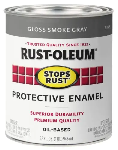 Rust-Oleum Stops Rust Protective Enamel Paint – 32 oz Gloss Smoke Gray Finish, Rust-Inhibiting Formula (7786502)