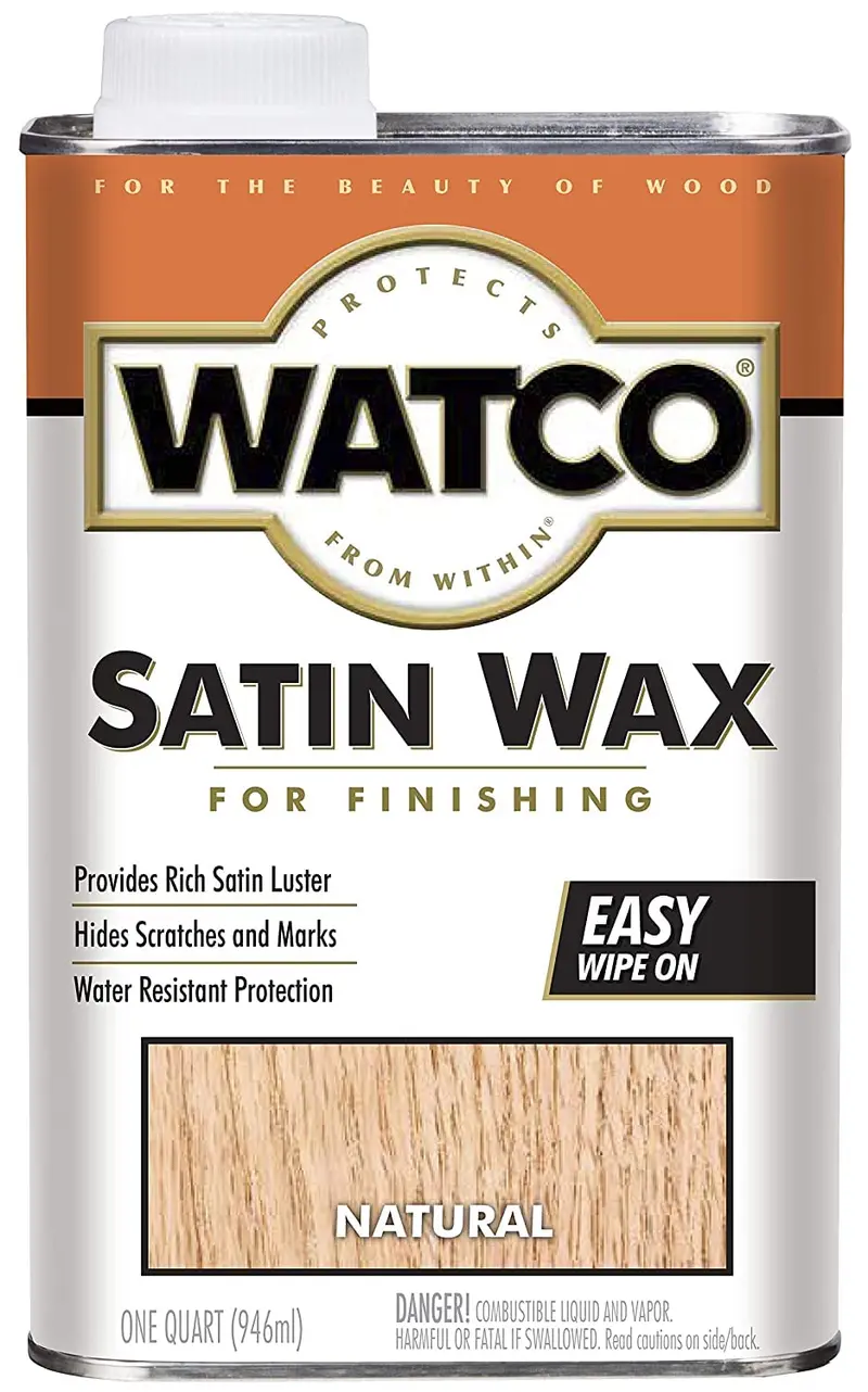 Rust-Oleum Watco 67041 Satin Finishing Wax – Quart, Natural Tone for Wood Surfaces