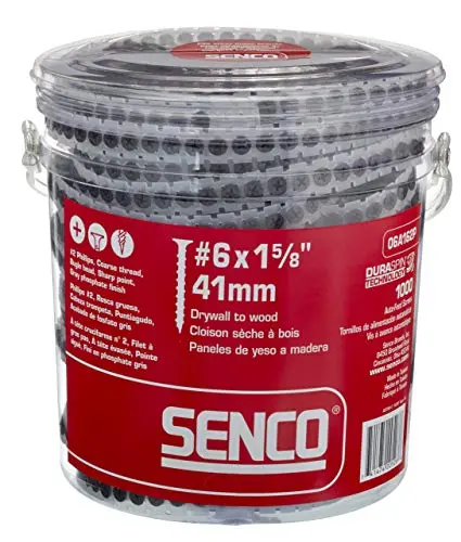 SENCO 06A162P #6 × 1-5/8″ Drywall-to-Wood Collated Screws – 1,000 per Box, High-Holding Power