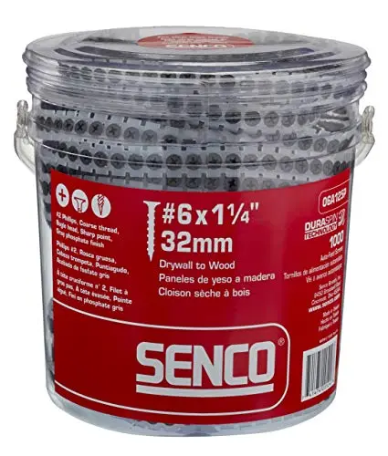 SENCO DuraSpin #6 × 1-1/4″ Drywall-to-Wood Collated Screws (1,000 per Box)