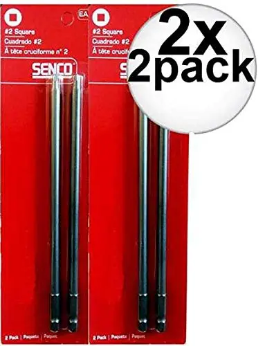 Senco DuraSpin Carbide Steel Square Drive Bit – 1/4″ Size, 2-Piece Set