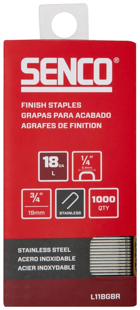 Senco L11BGBR Stainless Steel Finish Staples – 3/4″ Length, 18-Gauge, 1/4″ Crown (1,000 Count)