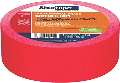 Shurtape P-628 Professional Gaffer’s Tape – 48 mm × 50 m, Heavy-Duty Coated