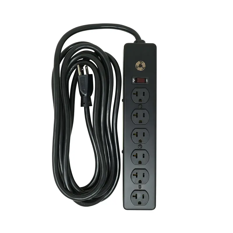 Southwire 20-Amp Metal Power Strip – 6 Outlets, 15-Foot 12/3 Cord, NEMA 5-20 Plug & Receptacle