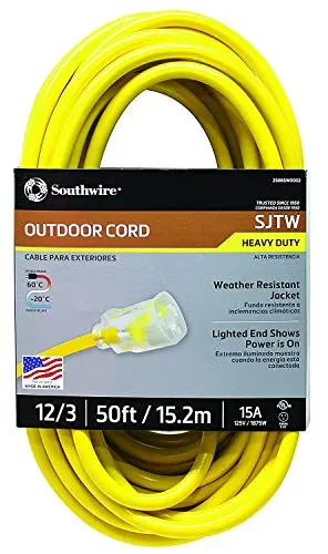 Southwire 50-Foot 12/3 Outdoor Extension Cord – SJTW Weather-Resistant