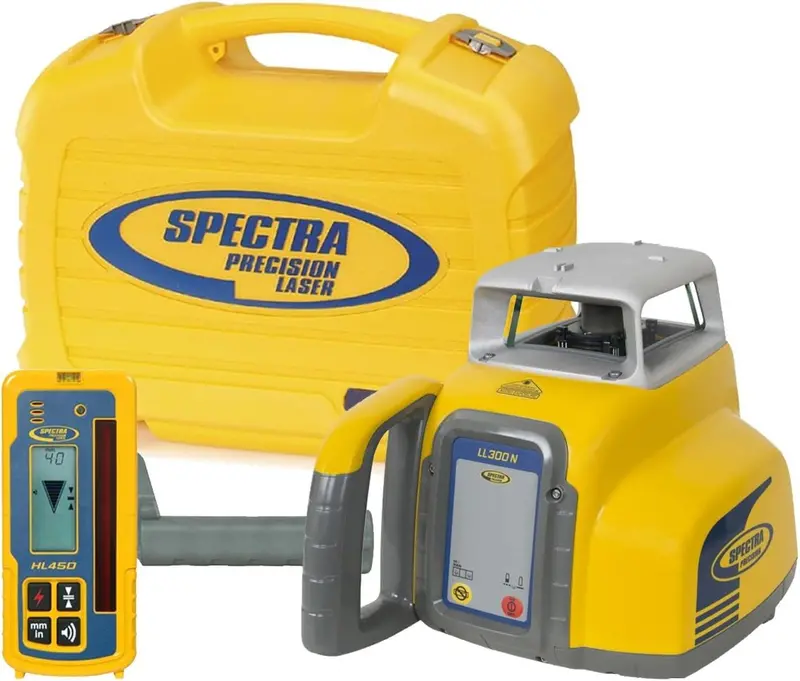 Spectra Precision LL300N Self-Leveling Laser Level Kit – Includes HL450 Receiver, Mounting Clamp & Batteries
