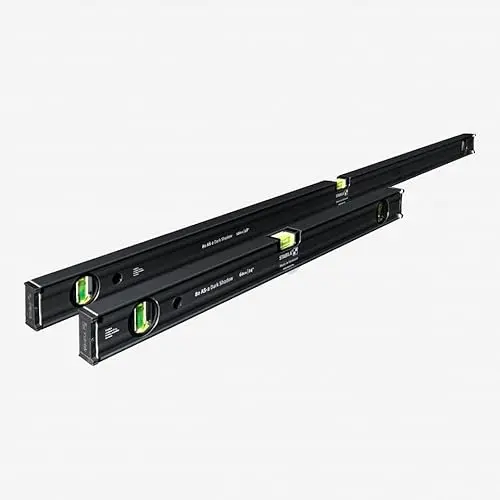 STABILA 29300 Dark Shadow Level Set – Dual-Length (24″ & 48″) Type 80AS-2 Aluminum Levels with Vial Protection