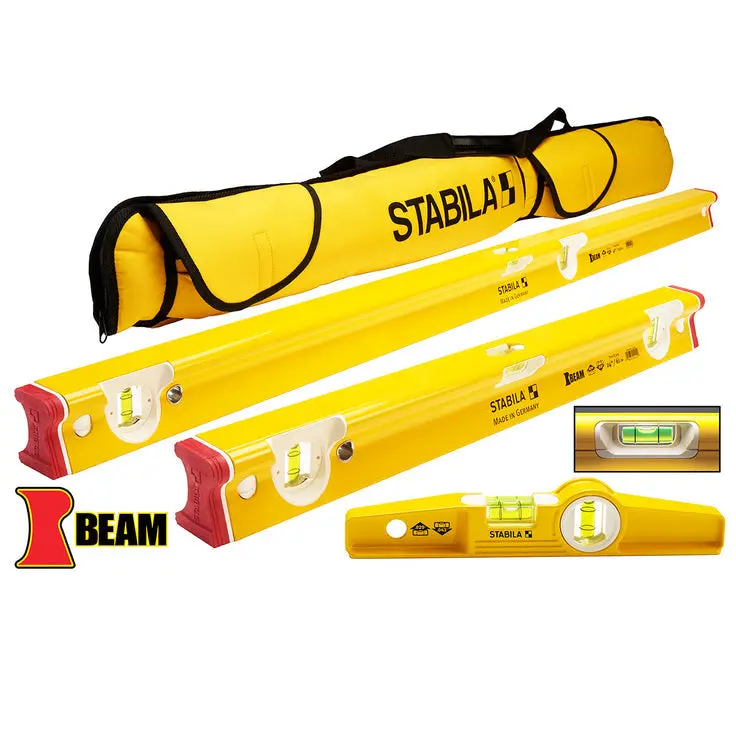 STABILA 48410 Heavy-Duty Aluminum R-Beam 3-in-1 Level Kit with Protective Case
