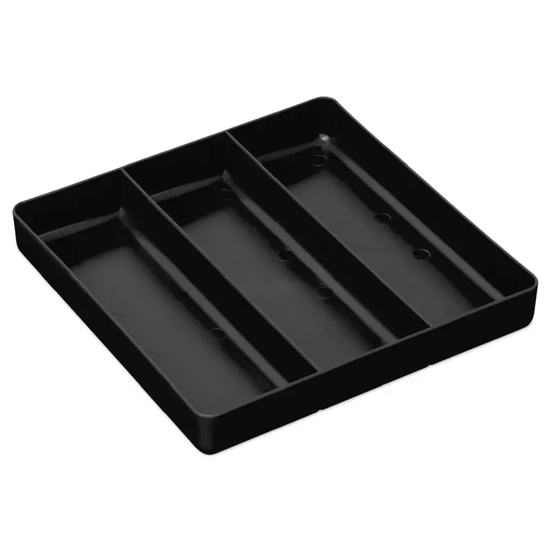 Stackable 3-Compartment Workshop Organizer Tray – Lightweight, Impact-Resistant, Black