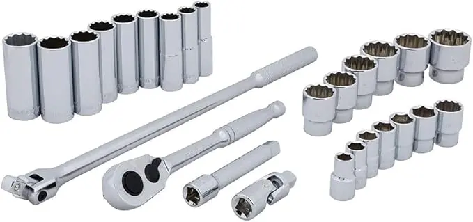 Stanley 85-434 26-Piece 1/2″ Drive SAE Socket Set with Ratchet