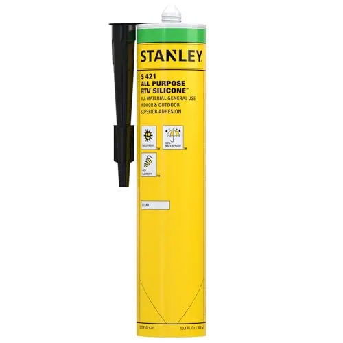 Stanley All-Purpose RTV Silicone Sealant – Translucent, Waterproof & Flexible Caulk for Windows, Doors & Bathrooms, 10.1 fl. oz Cartridge