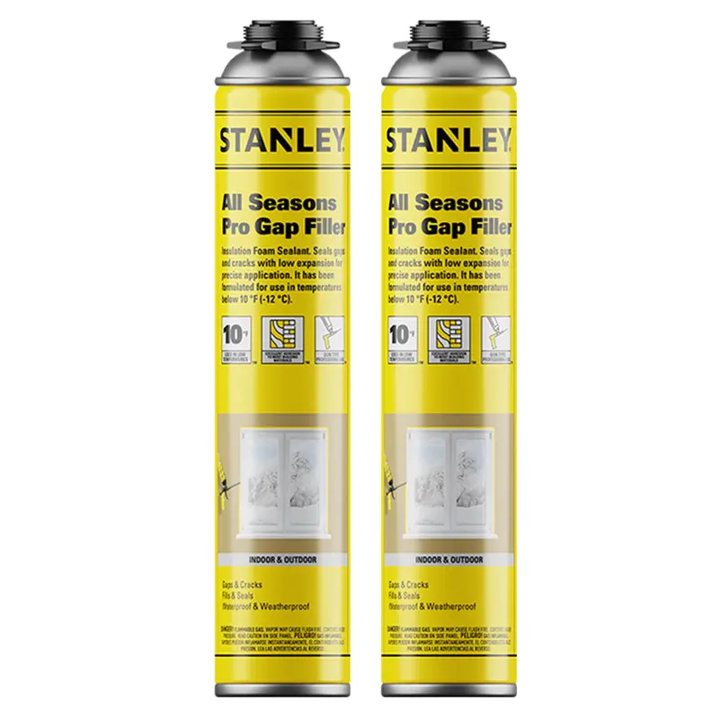 STANLEY All-Season Pro Gap Filler – Low-Temp (-10°F) Expanding Foam Sealant for Doors & Windows – 24 oz Can (Pack of 2), Gun-Applicable