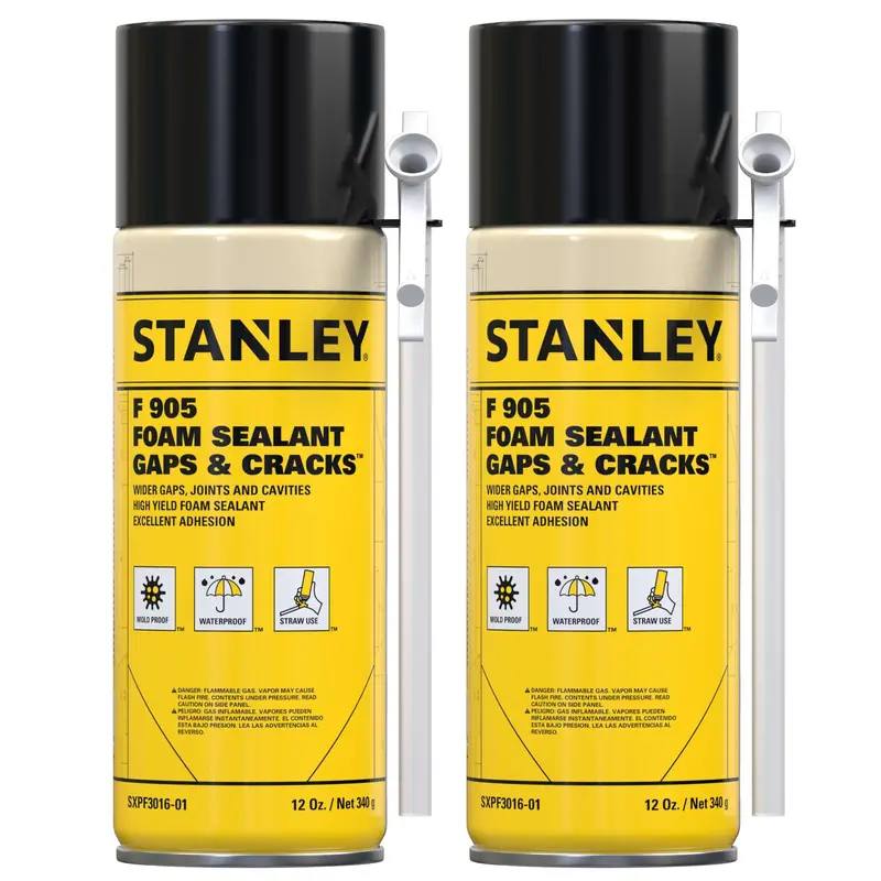 STANLEY Gaps & Cracks Polyurethane Foam Sealant – 12 oz Can, Fast-Expanding Insulation (2-Pack)