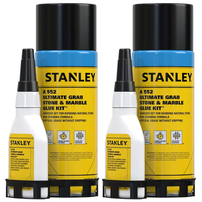 STANLEY Instant Stone & Marble Glue – Dual-Component CA Adhesive System, 2 x 13.5 fl oz