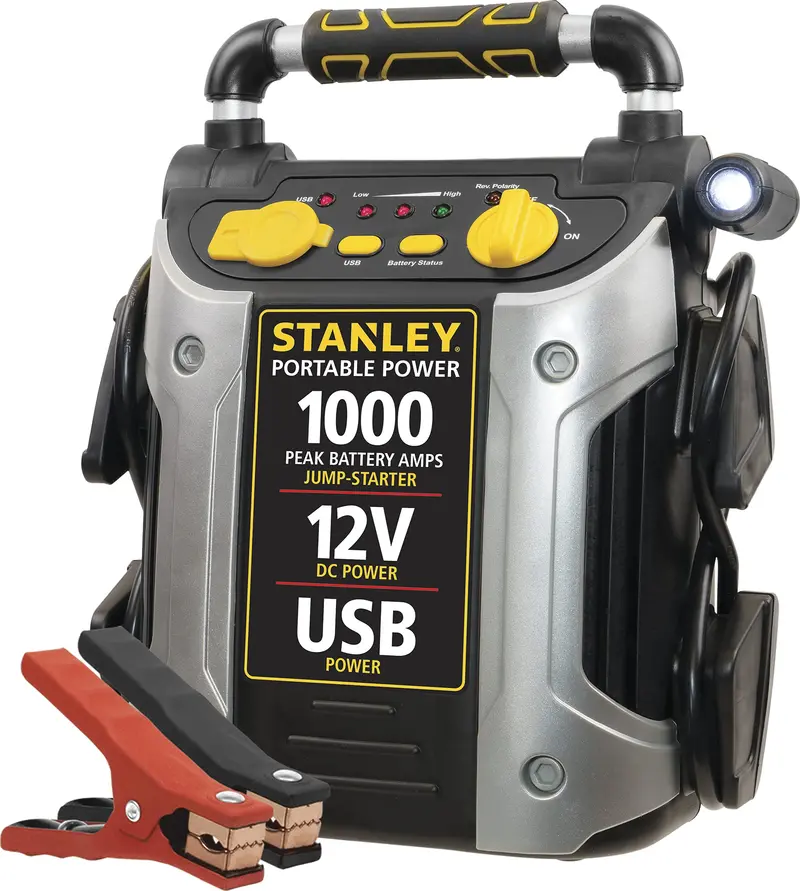 STANLEY J509 Portable Jump Starter — 1000 Peak Amp Power Station with USB & Clamps