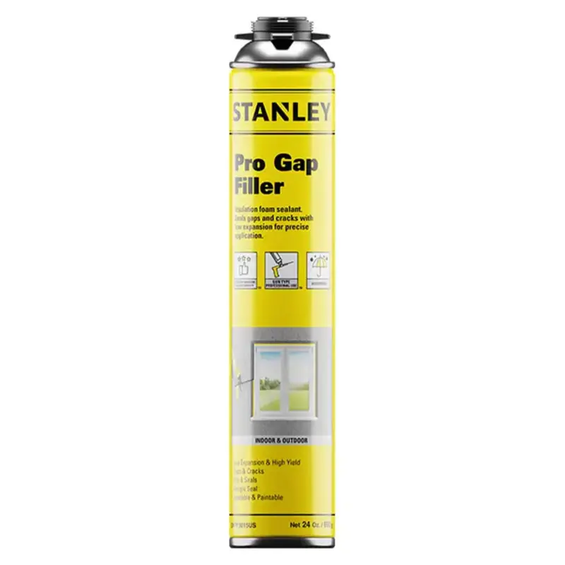 STANLEY Pro Expanding Window & Door Gap Filler – Spray Foam Sealant, 24 oz Can (No Gun Included)