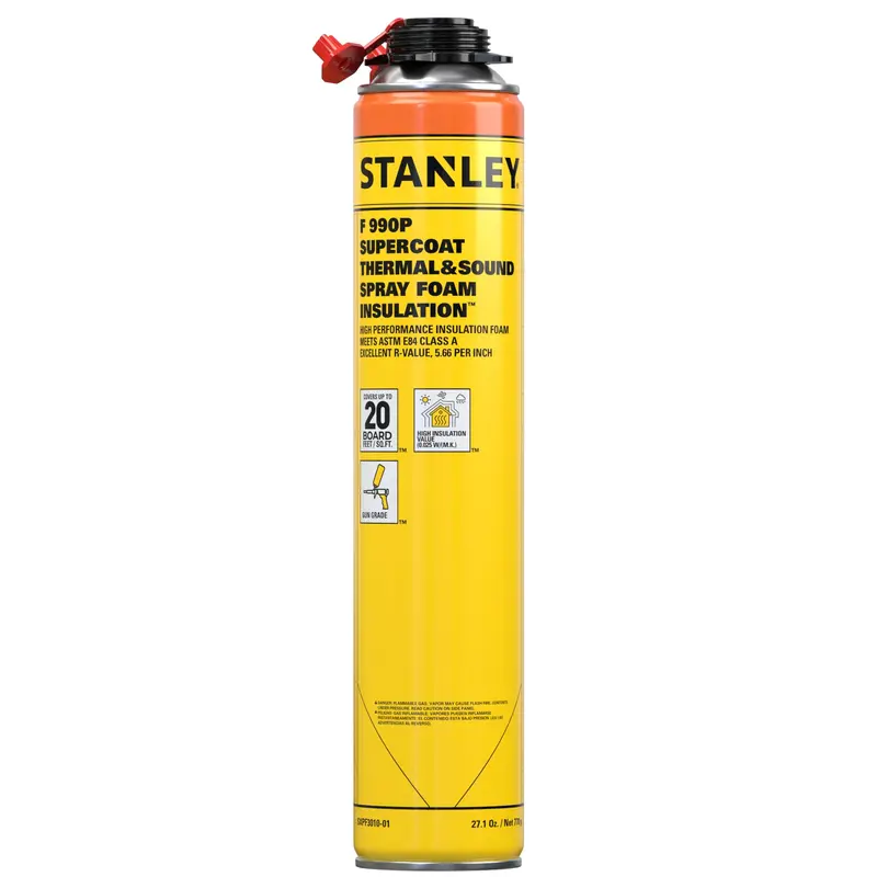 STANLEY Supercoat Closed-Cell Spray Foam Insulation – 27.1 oz, Covers 20 sq ft, Gun-Ready