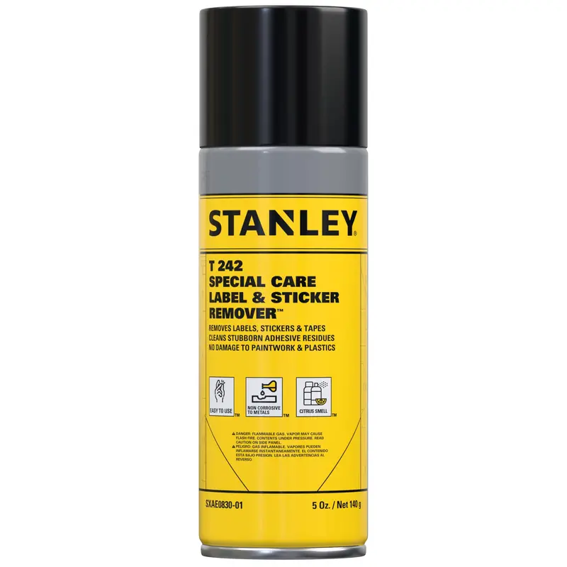 STANLEY T242 Label & Sticker Residue Remover – Automotive-Safe Adhesive Cleaner for Glass, Paint, and Trim (5 oz)