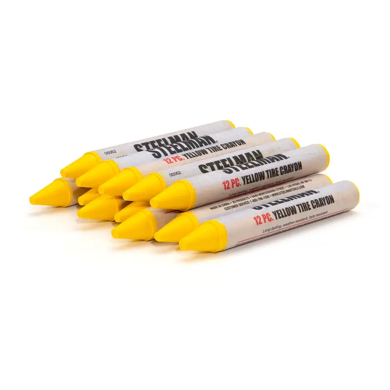 Steelman Yellow Tire Marking Crayons – 12-Pack for Wet/Dry Surface Damage Notation