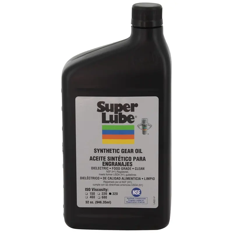 Super Lube ISO 320 Synthetic Gear Oil — 1-Quart Translucent Formula