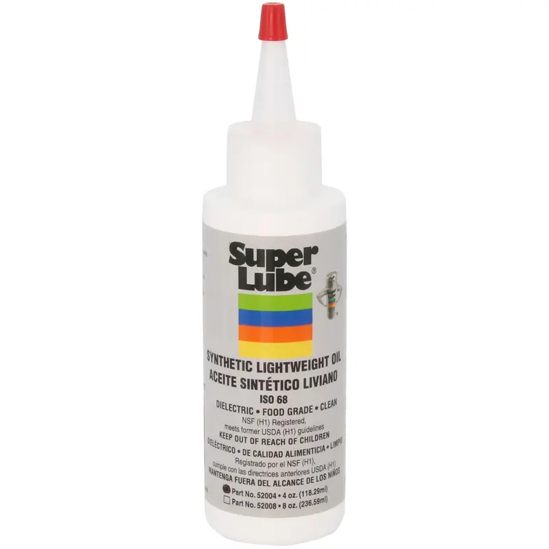 Super Lube NSF-Certified Hydraulic-Grade Synthetic Oil – ISO 68, 4 oz Clear Bottle