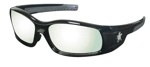 Swagger SR1 Black Safety Glasses — Indoor/Outdoor Clear Mirror Lenses with UV-AF Anti-Fog & Soft Non-Slip Nose/Temple Design