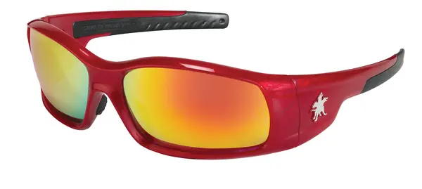 Swagger SR1 Safety Glasses — Red Frame with Fire Mirror Lens
