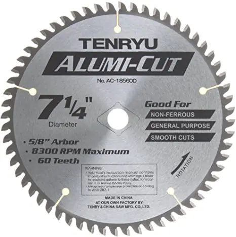 Tenryu Alumi-Cut 7-1/4″ Aluminum-Cutting Saw Blade (AC-18560D)