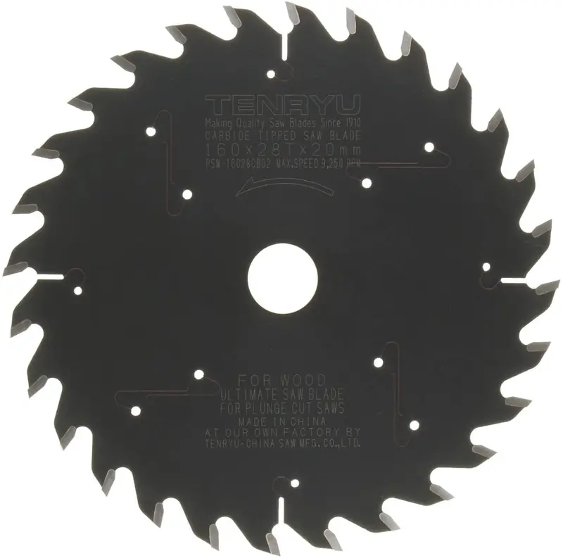 Tenryu PSW-16028CBD2 160mm Plunge-Cut Fine-Finish Saw Blade