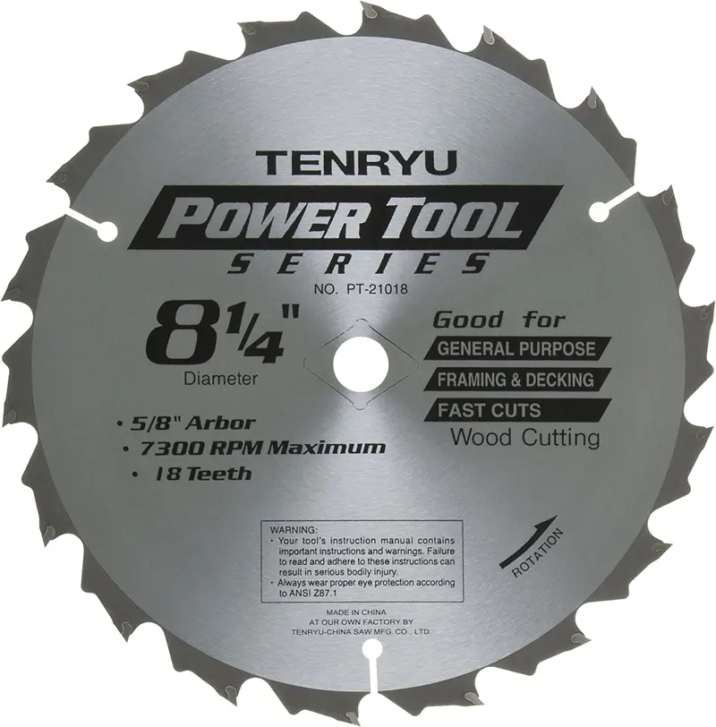 Tenryu PT-21018 8-1/4″ Carbide-Tipped Circular Saw Blade