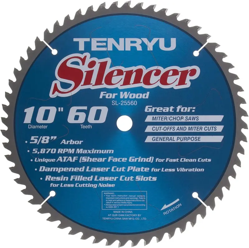 Tenryu SL-25560 Silencer-Series 10-Inch Low-Vibration Miter Saw Blade