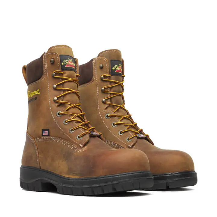 Thorogood 8″ Injected Chestnut Leather Waterproof Nano Safety-Toe Work Boot – Made in USA