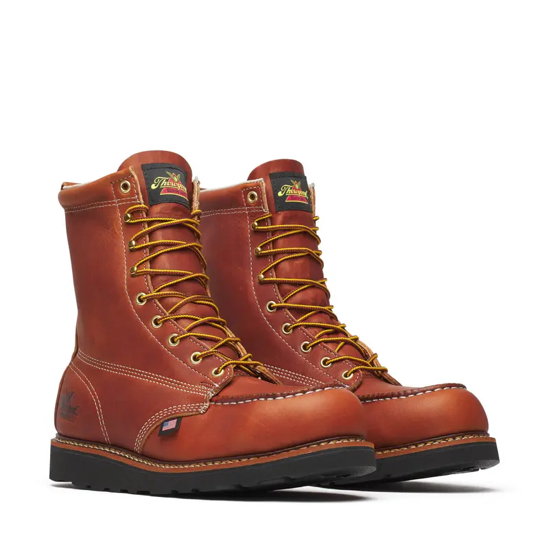 Thorogood 8″ Tobacco Leather Steel-Toe Moc Toe Work Boot – Made in USA