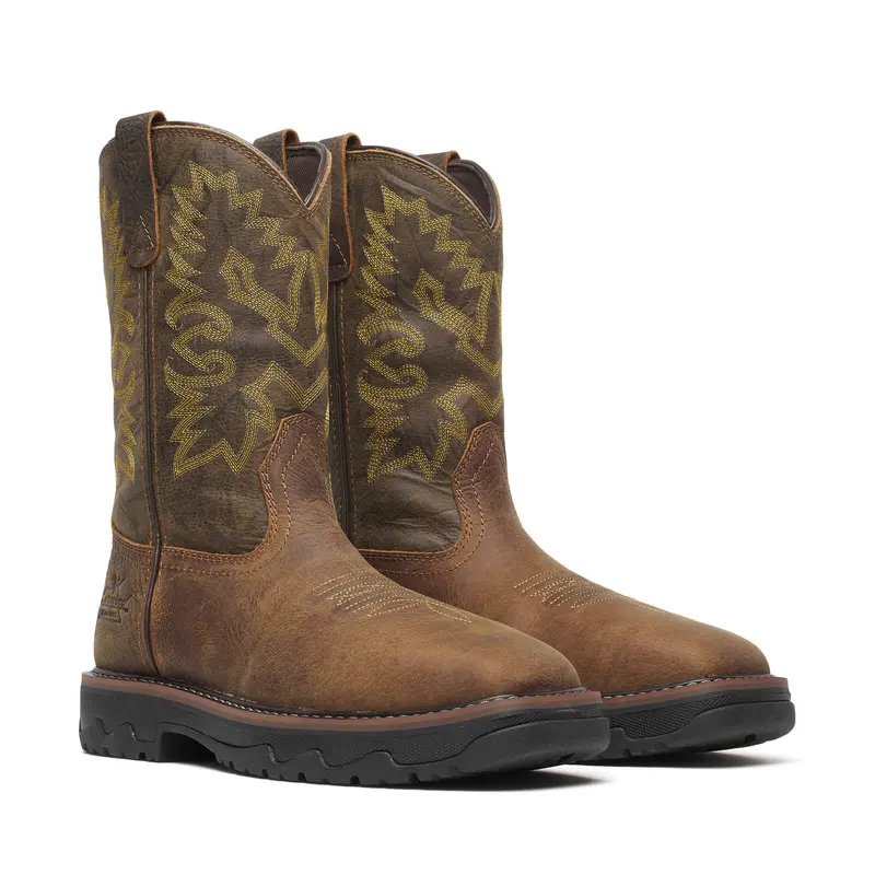 Thorogood Square-Toe Brown Leather Waterproof Nano Safety-Toe Western Boot