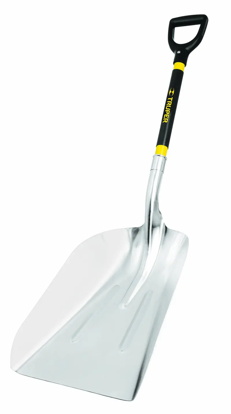 Truper 31299 Aluminum Scoop Shovel — No. 14 Capacity, 27″ Fiberglass D-Handle