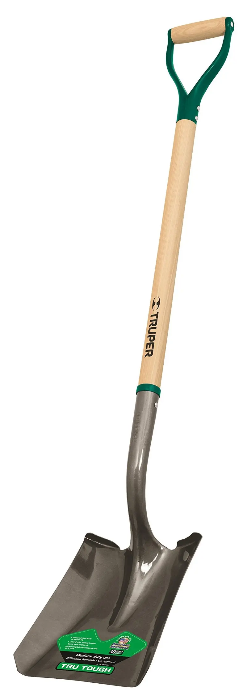 Truper 33580 Steel D-Handle Square-Point Shovel — 39″ Length, Heavy-Duty Construction