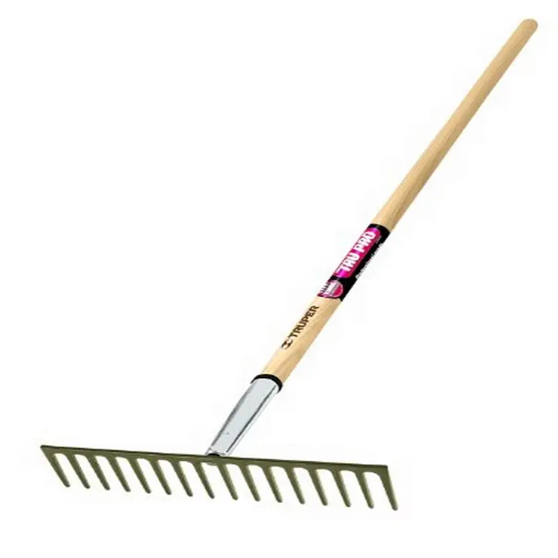 Truper Heavy-Duty 16-Tooth Road Rake with Ash Handle – 66-Inch Length, 1.5-Inch Tine Spacing