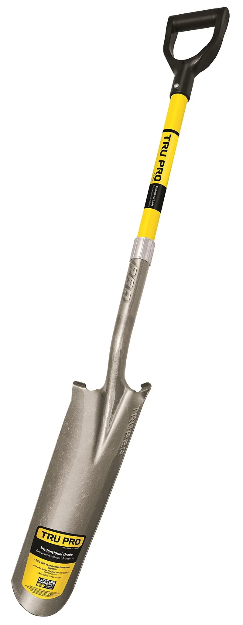 Truper Tru-Pro Drain Spade – 16-Inch Forged Blade, Fiberglass D-Handle for Durability