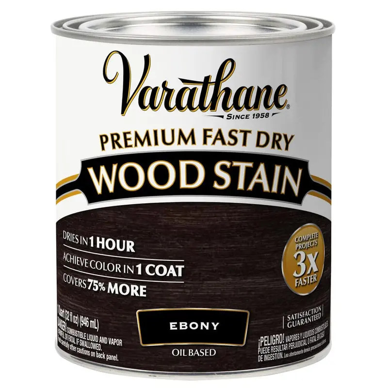 Varathane 269395 Ebony Fast-Dry Wood Stain – Quart Premium Interior/Exterior Finish